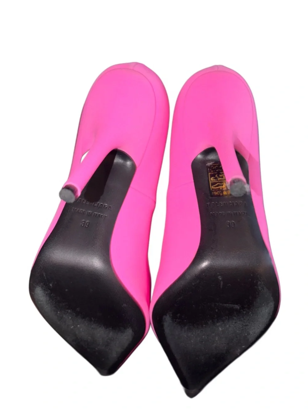 Balenciaga Women's Neon Pink Pointed-Toe High Heel Pumps - Picture 7 of 9